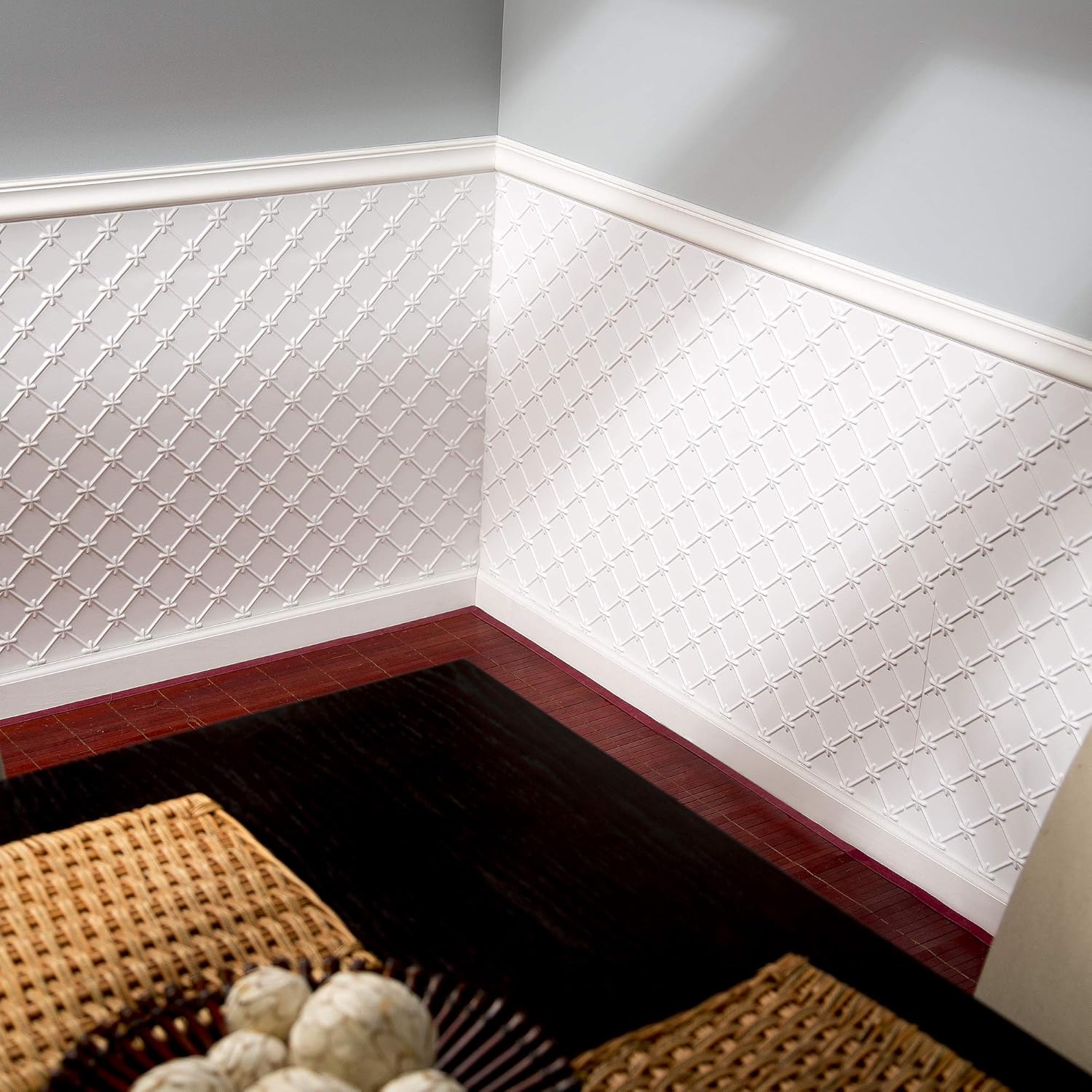 Fasade Lattice Matte White 32 x 48 Decorative Wainscot Panel Fast and