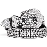 SUOSDEY Rhinestone Belt for Men Women Western Cowboy Cowgirl Bling Studded Leather Belt for Jeans Pants