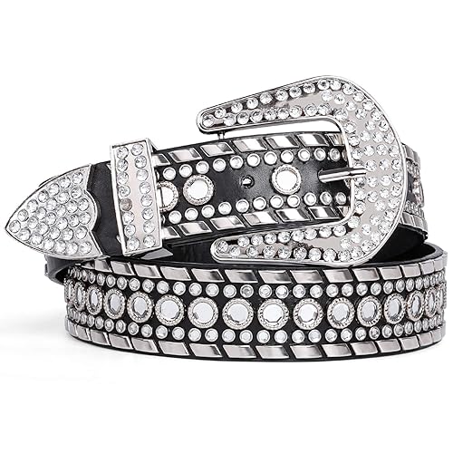 SUOSDEY Rhinestone Belt for Men Women Western Cowboy Cowgirl Bling