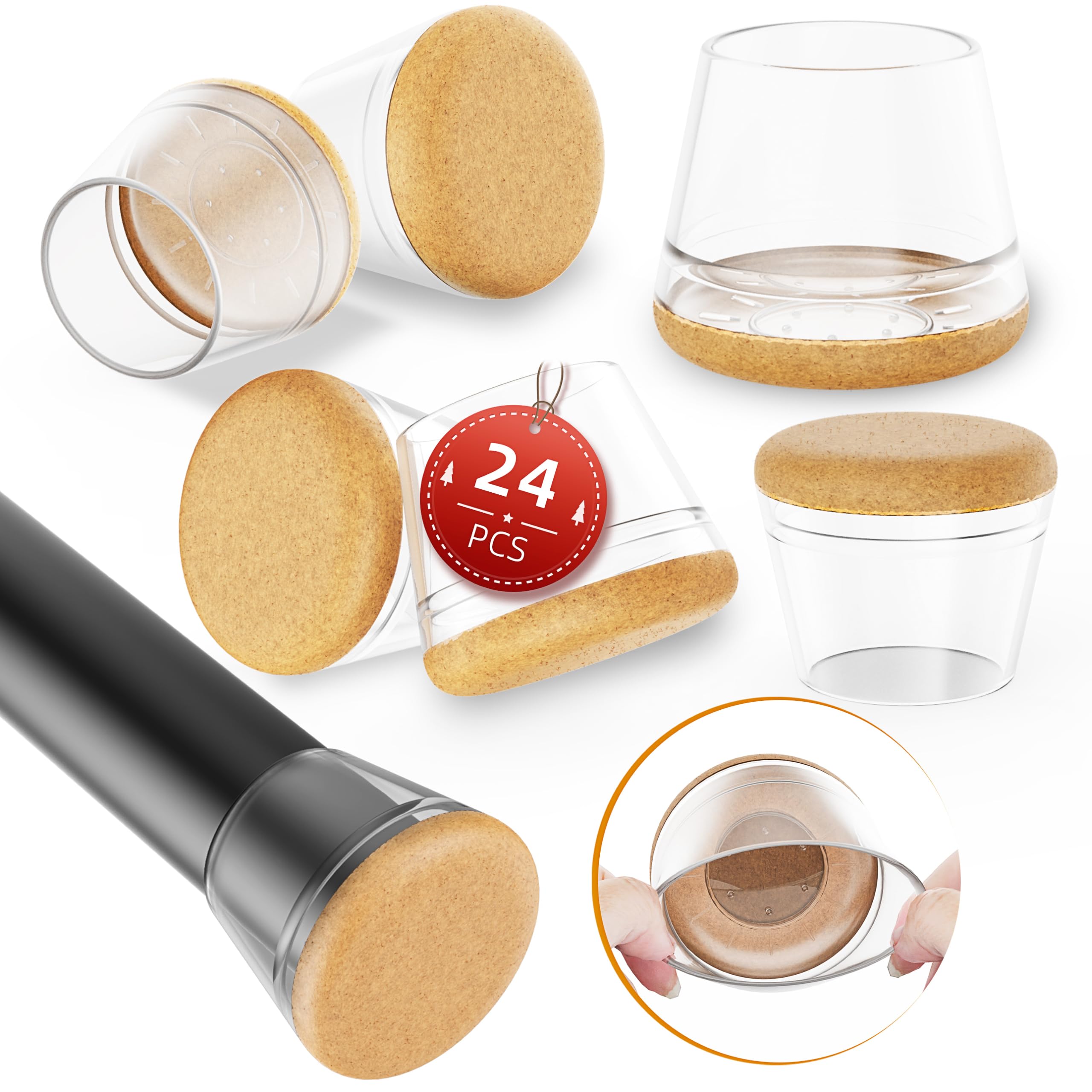 Photo 1 of 24pcs Clear Round Silicone Chair Leg Floor Protectors,Furniture Foot Felt Pads Covers for Hardwood Floors, Non-Slip Noise-Reducing Bar Stool Chair Slider Round Clear Medium (Fit:0.7"-1.1")