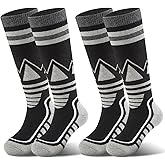 YOVOHARI Merino Wool Kids Ski Socks 2 Pairs/3 Pairs Warm Thick OTC Snow Socks for Boys Girls Winter Skiing Snowboarding