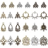 SUNNYCLUE 1 Box 84Pcs Tibetan Vintage Style Chandelier Charms Linking Connector Charm Alloy Flower Chandelier Component Links Filigree Connectors Drop Hollow Charm for Jewelry Making Charms DIY Craft