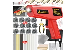 FGRSRZ 200W Plastic Weld Kit, 1200PCS Hot Staples Plastic Repair Kit with 78PCS Plastic Welding Rods, 3-IN-1 Car Bumper Repair Kit, Plastic Bumper Repair Kit For Car Bumper/Kayak/Toys(Red)