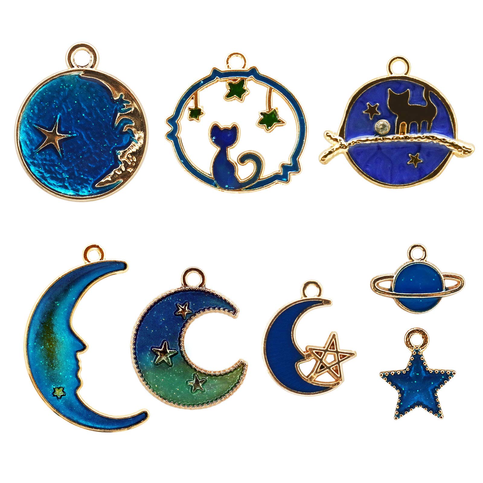 YINETTECH 40pcs Enamel Charms Pendants Findings Assorted Set Craft Supplies for Necklace Bracelet Ankle Earring Jewelry DIY Making