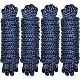 PACTHSD Double Braid 1/2" x 15' Boat Dock Lines (4-Pack) &ndash; Nylon Boat Ropes for Docking with 12" Spliced Eye &ndash; Heavy Duty Marine Rope &ndash; Soft &amp; Durable Boat Lines for Pontoon and Light Boat (Navy Blue)