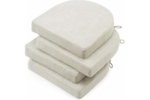 Quilmfoam Kitchen Chair Cushions for Dining Chairs Set of 4, 16 x 16 Dining Chair Cushion with Non-Slip Bottom and Tie, Seat Cushions for Kitchen Chairs with Cover, Foam Chair Pads, Beige