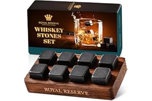 Whiskey Stones Gift Set by Royal Reserve – Artisan Crafted Reusable Chilling Rocks for Scotch – Stocking Stuffer for Men - Bourbon Gifts for Husband Dad Boyfriend Guy