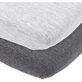 Joey + Joan Baby Cradle Sheets Fitted 18 x 36 for Wooden Cradle Mattress | 100% Cotton, OEKO-Tex certified, Jersey knit, super soft, also fits 36x18 mini crib, 18x36 bassinet sheets, 2 pack