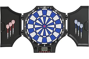 Soozier Electronic Dartboard Set with 31 Games and 285 Programs for 8 Players, Soft Tip Dart Board Set with Cabinet, 6 Darts 