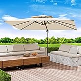 Jentafix 10x13 FT Patio Umbrella, Large Cantilever Rectangular Double Top Heavy Duty Offset Umbrellas with 360° Rotation, Outdoor shade for Garden Deck Pool Patio, Beige
