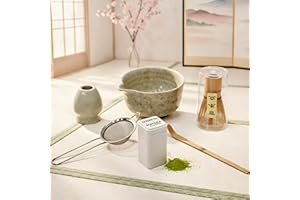 Matcha Whisk Set, Includes 20g Ceremonial Grade Matcha Powder, Metal Sifter, Bamboo Whisk, Whisk Holder, Bamboo Spoon, Matcha