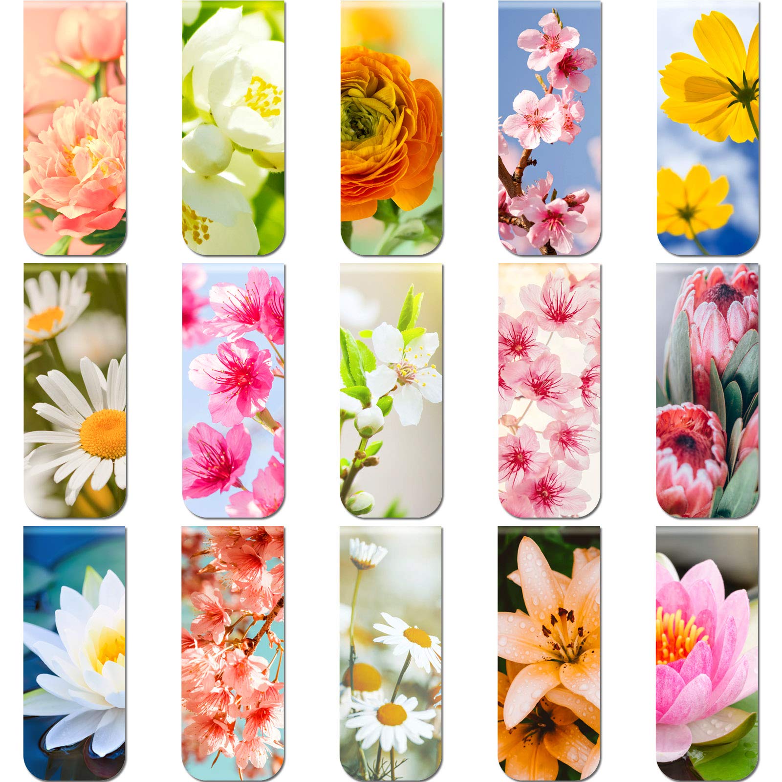 30 Pieces The Flower Magnetic Bookmarks Clips Floral Magnetic Page Markers Assorted Bookmarks for School Home Office Readers Students Magnet Bookmarks, Flower Theme