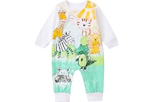 FITFIFTH POD Infant Baby Girl Clothes Cute Giraffe Zebra Print Jumpsuits Pure Cotton Baby Girls One-Piece Rompers