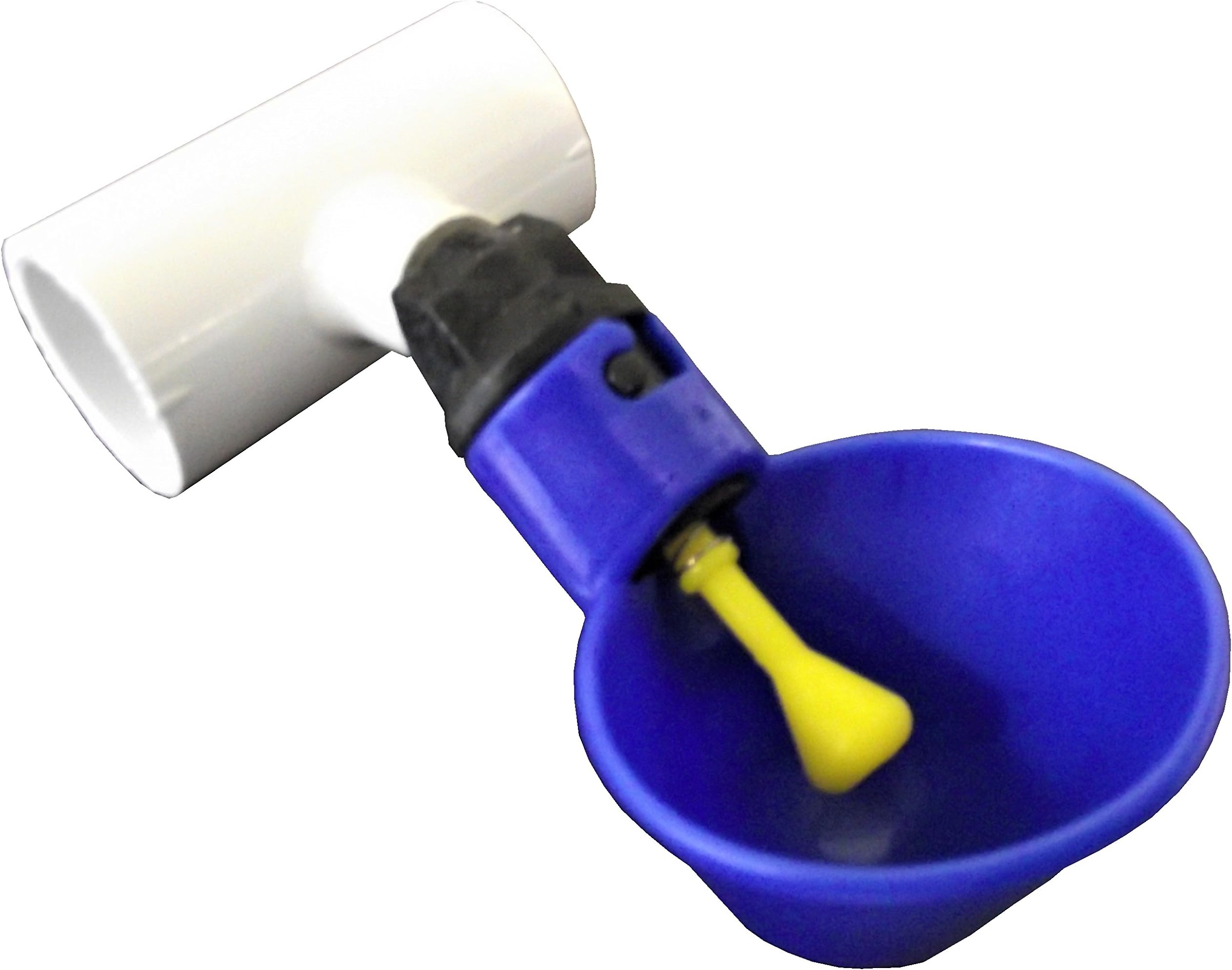 Rite Farm Products (6) Blue Automatic Waterer Drinker Cups & 1/2" PVC TEE Fittings Chicken Water Poultry