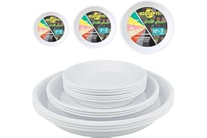 ECOESPTI 12Pcs Colourful Plant Saucer, 6 8 10 Inch Durable Plastic Plant Tray, Round Plant Pot Saucers, Drip Tray for Indoor and Outdoor Garden, White