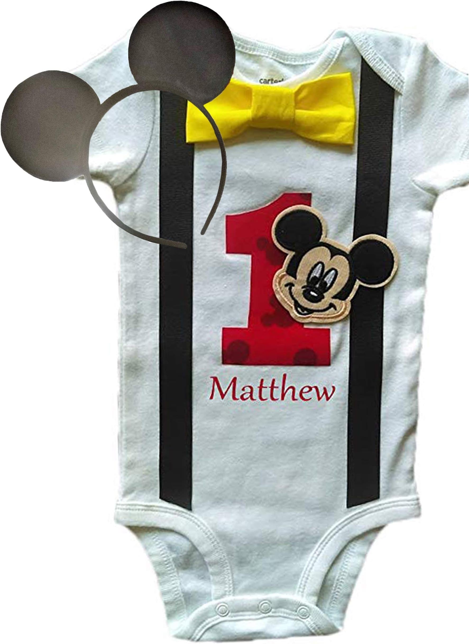 Perfect Pairz Baby Boys 1st Birthday Outfit Mickey Mouse Bodysuit Personalized
