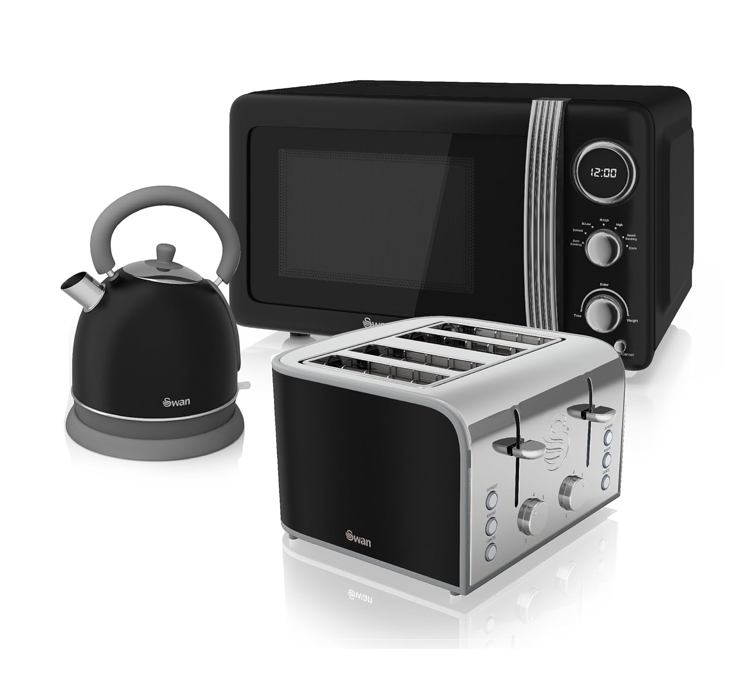 Swan Toaster/Kettle/Microwave Black Triple Pack ST17010BN + SK261020BN + SM22030BN Amazon.co Swan Toaster/Kettle/Microwave Black Triple Pack ST17010BN + SK261020BN + SM22030BN Amazon.co