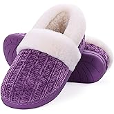 Evshine Women's Fuzzy Memory Foam Slippers, Closed Back Knit Bedroom Slippers, Slip-On Warm House Shoes for Indoor & Outdoor Comfort