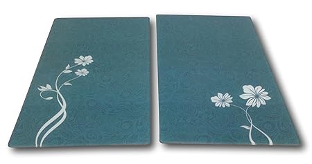 2 X Glass Hob Cover Chopping Board Ceramic Cooktop Cover Teal