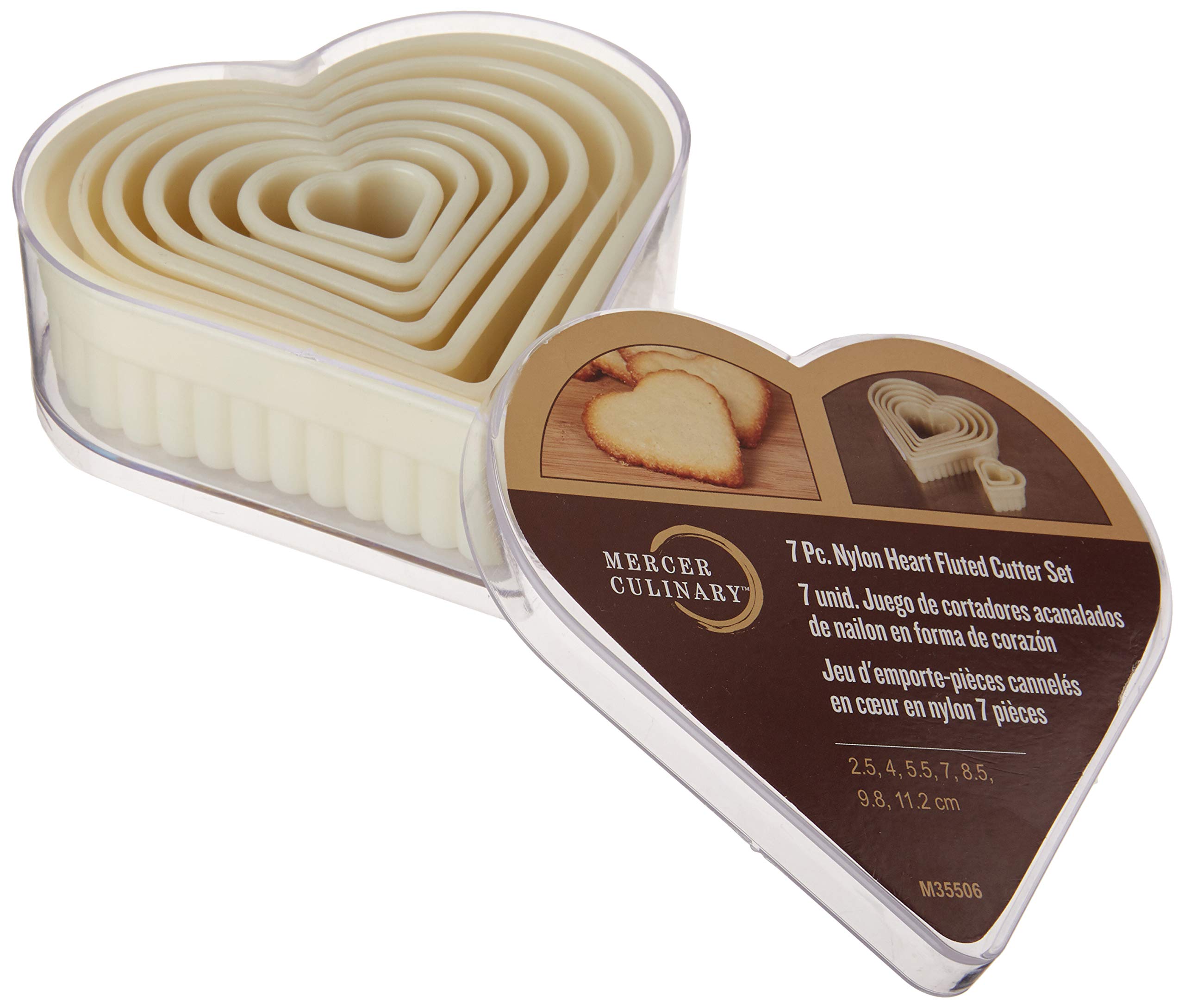 Mercer Culinary Heart Cutter Set, Fluted Nylon, 7-Piece,12x12x5 cm, Off-white
