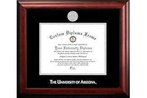 Campus Images NCAA Arizona Wildcats Unisex Silver Embossed Diploma Frame University of Arizona 11W x 8.5H Silver Embossed Diploma Frame, Brown, One Size, Multi