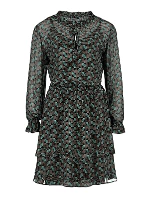 Expresso Berdien Damen grünes Kleid mit Rüschen und Einer Länge bis knapp zum Knie