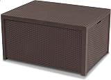 Keter Allibert Arica rattan effect Coffee Table with storage Brown view 1