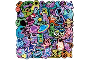 56Pcs Neon Astronaut Stickers, Cute Colourful Scrapbooking Decals Stocking Stuffers for Card Letters DIY Skateboard Luggage S