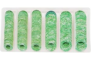 Dsnaduo 140PCS 6 Sizes Green Synthetic Fiber Oil Drain Plug Gaskets, Washer Assortment Kits Fit M12 M14 M16 M18 M20 (Green) Replace 097-130, 097-129, 097-128, 097-127