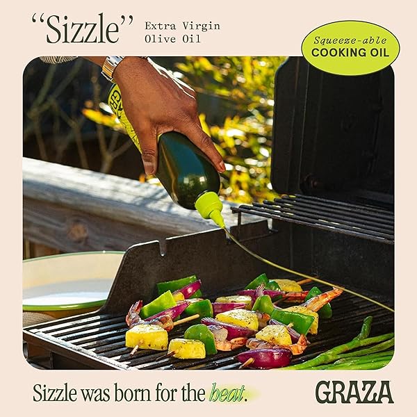 GRAZA SIZZLE EXTRA VIRGIN OLIVE OIL, COOKING OIL – HIGH POLYPHENOL PEAK HARVEST EVOO COOKING OIL IN A SQUEEZE BOTTLE – SINGLE ORIGIN OLIVE OILS FROM SPAIN – 25.3 FL OZ (750ML)
