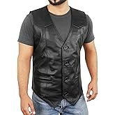 STOREJEES Leather Vest Men – V-Neck Western Biker Style Sleeveless Mens Leather Jacket Motorcycle Riding Vest Cowboy Look
