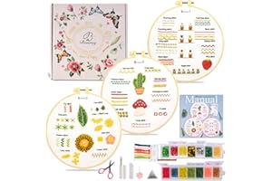 Bonroy Bead Embroidery Kit for Adults Beginners, Learn to Embroider 26 Stitches, Stitches Kit, Bead Embroidery Kit, Beginner Embroidery Practice with Step-by-Step Guide & Video