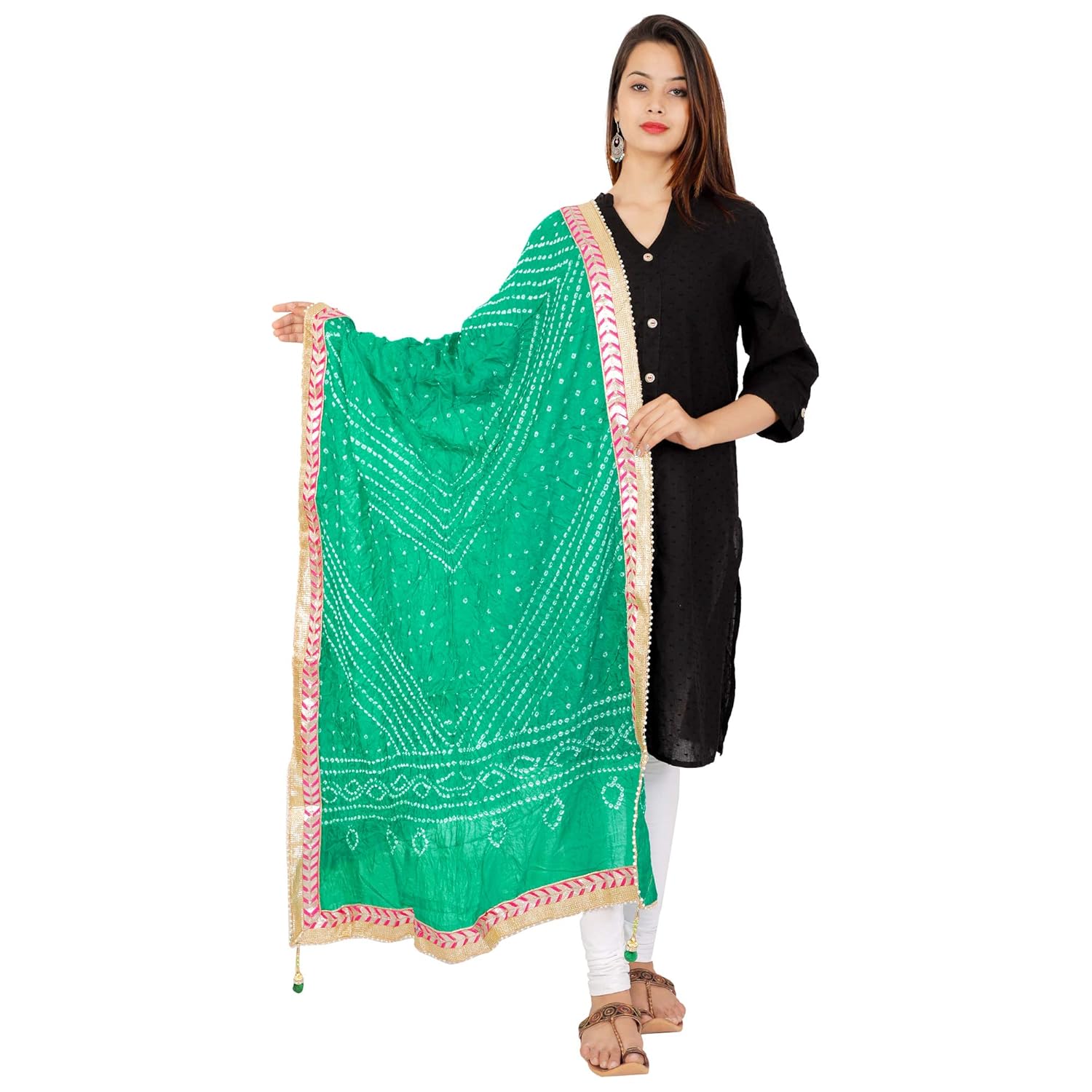 dee desi lifestyle art silk embellished women's dupatta bandhani bandhej jaipuri rajasthani dupatta rama