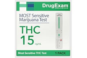 1 Pack - DrugExam Made in USA Most Sensitive Marijuana THC 15 ng/mL Single Panel Drug Test Kit - Marijuana Drug Test with 15 ng/mL Cutoff Level for Detecting Any Form of THC (1)