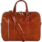 Time Resistance Leather Laptop Briefcase - Full Grain Leather Computer Bag for Men and Women | Leather, Full Grain Leather