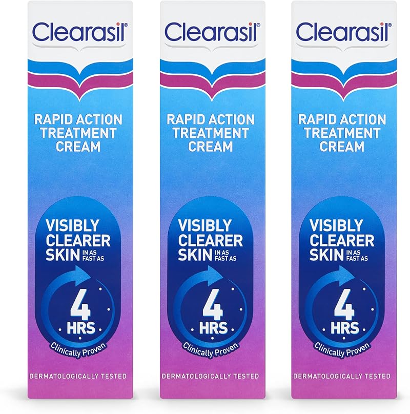 Clearasil Rapid Action Treatment Cream 25ml Pack of 3 Blemish Fast Relief