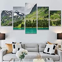 SIGNWIN 5 Panel Canvas Wall Art Modern Art Dramatic Farmhouse/Country Mountain Multicolor Nature Photography for Home Decorations Ready to Hang - 60
