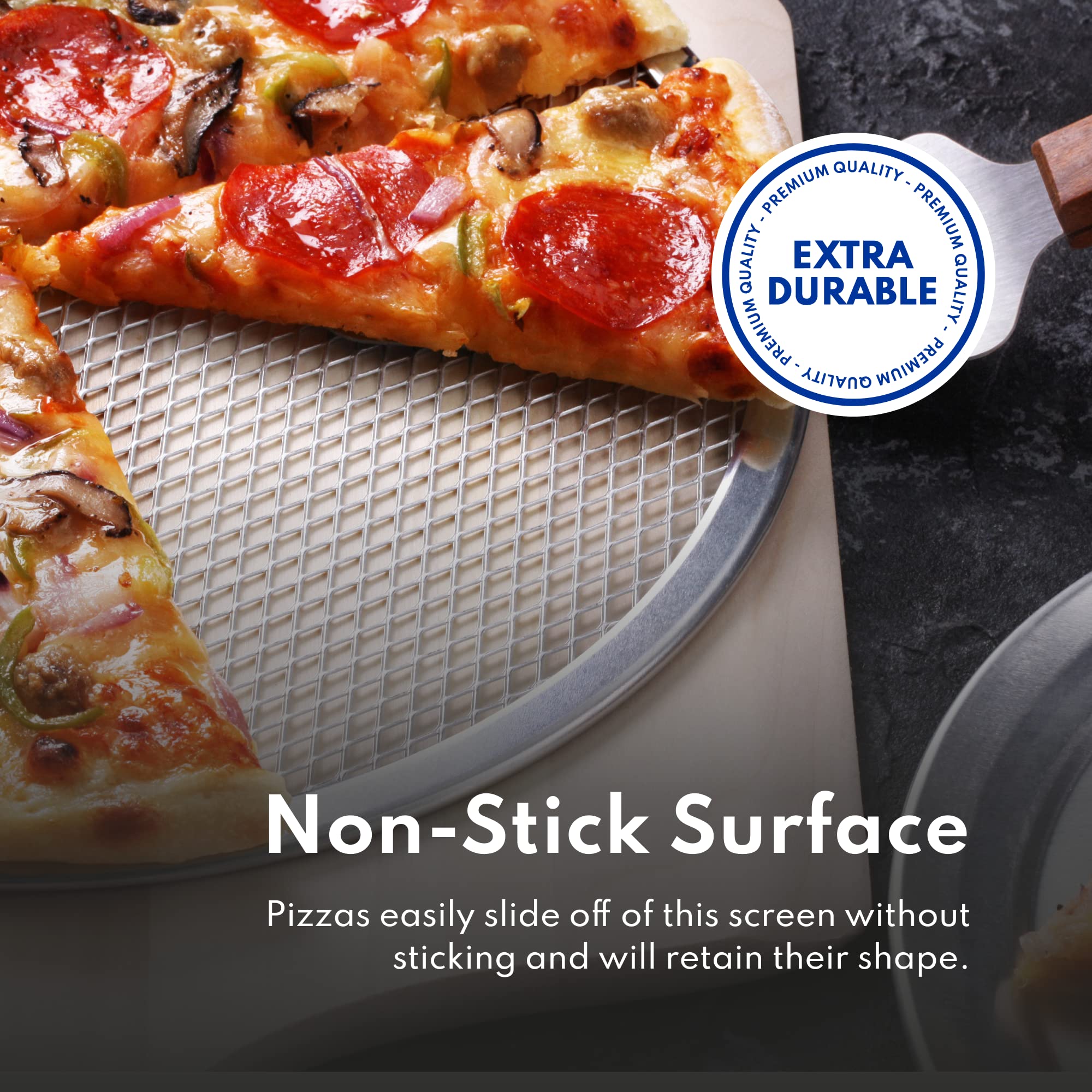 New Star Foodservice 50677 Restaurant-Grade Aluminum Pizza Baking Screen, Seamless, 12-Inch