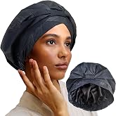Reusable Shower Cap for Women Reusable Waterproof &ndash; Leakproof, Nonslip Hair Cap for Shower Flexiband &ndash; Soft, Breathable, Durable Christmas Shower Caps by SMPL OBJECTS (Coal)