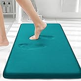 Smiry Memory Foam Bath Mat 30x20, Extra Soft and Absorbent Bathroom Mats, Non Slip Washable Carpet for Floor, Shower and Tub, Teal