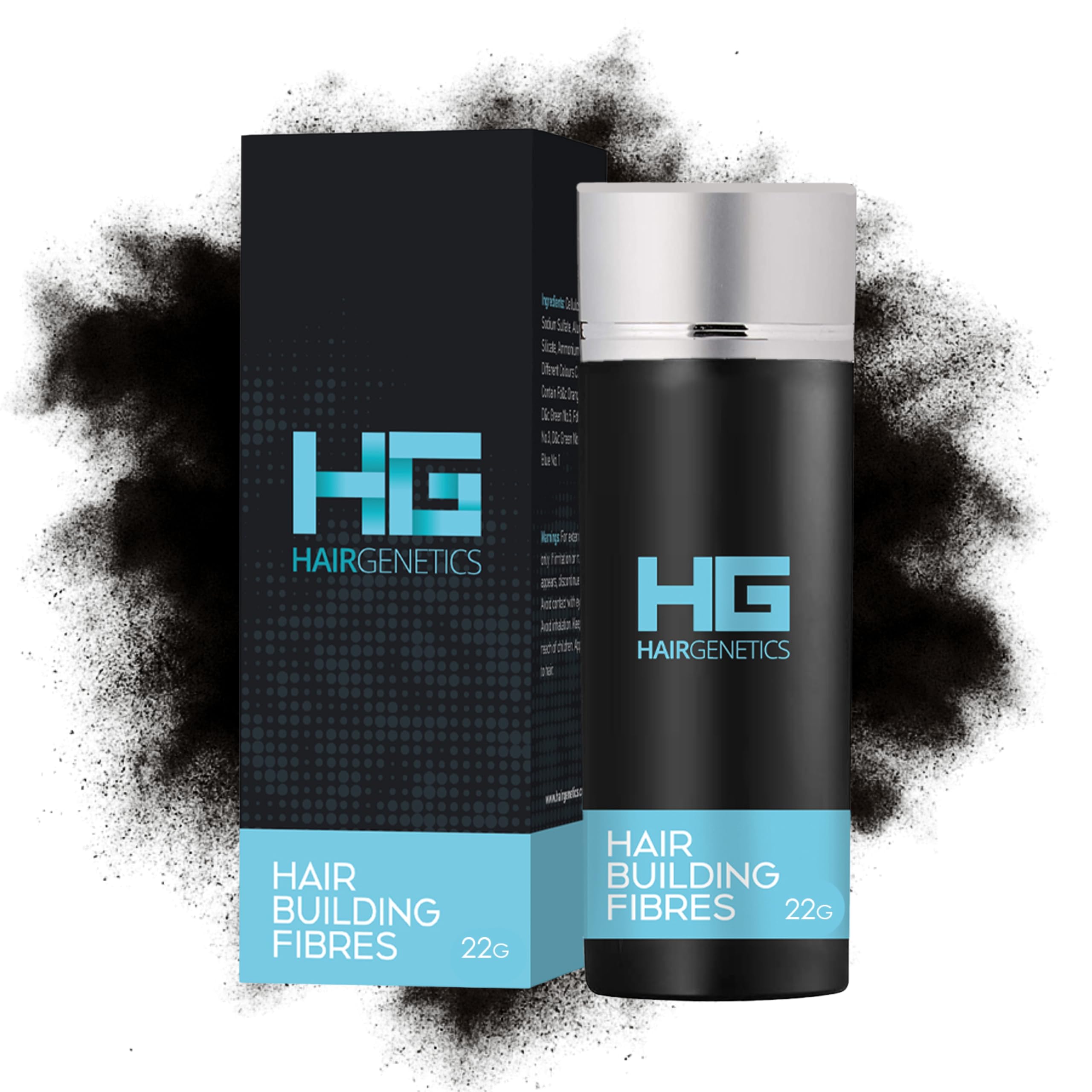 Hair Genetics Hair Fibres for Hair Loss Cover Thin Hair & Bald Spots- Hair Fibre for Thick Hairs- Fibers for Men and Women for Hair Loss (Black 22g)