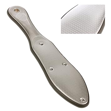 Laser-Hornhautraspel | komplett Edelstahl (rostfrei) | Hornhautentferner mit gelaserter Oberfläche | grobe/feine Seite | gumm