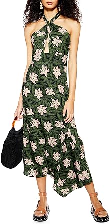 halter neck midi dress