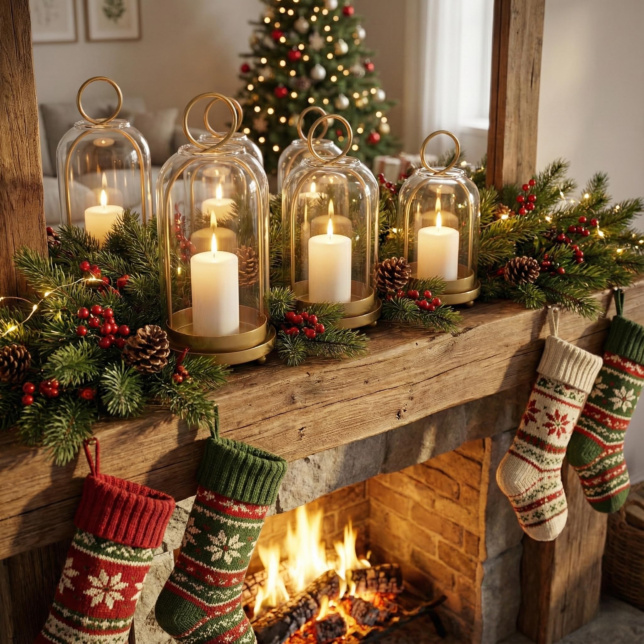 3 Pack Metal Candle Holders with Glass Dome, 5.5