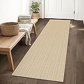 IOHOUZE Washable Runner Rug 2x6 Non Slip Runners for Hallways Entryway Runner Indoor, Kitchen Rugs Woven Cotton Floor Carpet for Kitchen Hall Entrance Bedroom, Warm Beige/Orange/Apricot