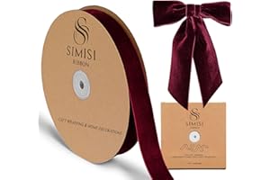 SIMISI RIBBON Burgundy Velvet Ribbon 1'' 25 Yards for Christmas Tree, Gift Wrapping, Flower Bouquet, Wreath Decorations, Bow Making