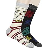 Harry Potter Men's House Mascot and Hedwig Designs 2 Pack Adult Mid-Calf Crew Socks For Men and Women