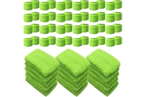 Lounsweer 72 Pcs Kids Green Cotton Wrist Sweatbands for Volleyball Tennis Basketball Exercise Football Running Table Tennis Children Sports Participants