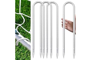 DEEGETEL Trampolines Wind Stakes 12 Inch, U Shaped Rebar Stakes Heavy Duty, Safety Ground Anchor Galvanized Steel Wind Stakes for Camping Tents, Soccer Goals, Canopy, Garden, Yard