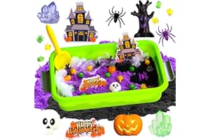 AGENTLAN Halloween Sensory Bin,Halloween Sensory Toys with Play Sand for Toddlers Boys and Girls,Halloween Kids Toys Gift Sand Kit, Arts & Crafts Kit for Kids Age 3 4 5 6 7 8